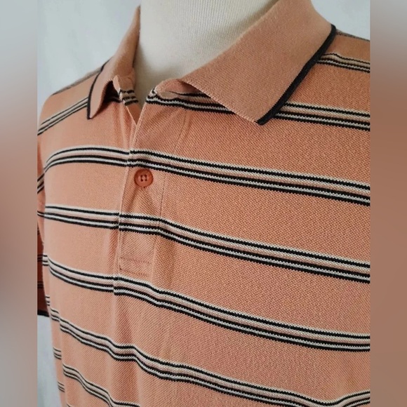 Pendleton Men's Polo Shirt Short Sleeve Large Pima Cotton Stripe Two Button Golf - Picture 2 of 13